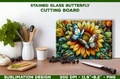 Butterflies and Sunflowers Stained Glass Cutting Board Product Image 1