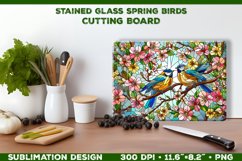 Spring Birds Stained Glass Cutting Board Sublimation Design Product Image 1