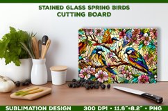Spring Birds Stained Glass Cutting Board Sublimation Design Product Image 1