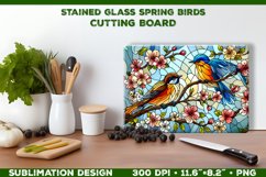 Spring Birds Stained Glass Cutting Board Sublimation Design Product Image 1