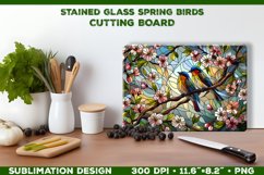 Spring Birds Stained Glass Cutting Board Sublimation Design Product Image 1