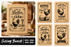 Farmhouse Rooster Kitchen Cutting Board Design SVG Product Image 1