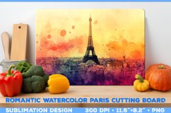 Romantic Watercolor Parisian Kitchen Cutting Board Design Product Image 1