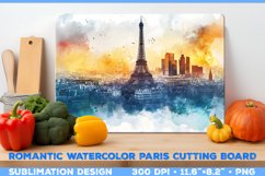 Romantic Watercolor Parisian Kitchen Cutting Board Design Product Image 1