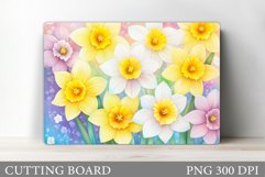 Daffodils Cutting Board. Floral Cutting Board Sublimation Product Image 1