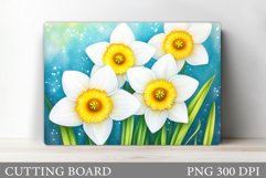 Daffodils Cutting Board. Flowers Cutting Board Sublimation Product Image 1