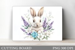 Cute Bunny Cutting Board. Bunny Flowers Cutting Board Design Product Image 1