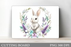 Cute Bunny Cutting Board. Bunny Flowers Cutting Board Design Product Image 1
