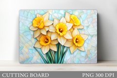 Daffodils Cutting Board. Floral Cutting Board Sublimation Product Image 1