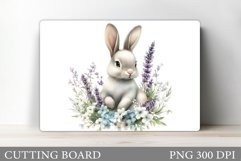Cute Bunny Cutting Board. Bunny Flowers Cutting Board Design Product Image 1