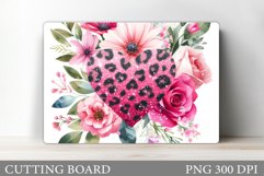 Leopard Heart Cutting Board. Flowers Kitchen Cutting Board Product Image 1