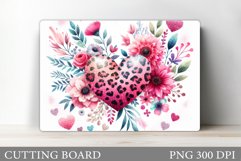 Leopard Heart Cutting Board. Flowers Kitchen Cutting Board Product Image 1