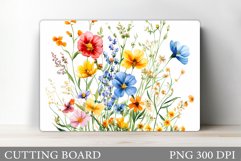 Wildflowers Cutting Board. Flowers Cutting Board Sublimation Product Image 1