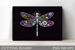 Floral Dragonfly Cutting Board. Dragonfly Sublimation Product Image 1