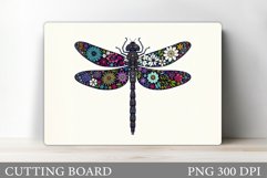 Dragonfly Cutting Board. Floral Dragonfly Sublimation Product Image 1