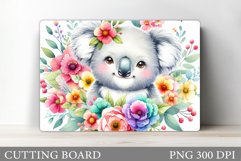 Cute Koala Cutting Board. Koala Flowers Cutting Board Design Product Image 1