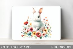 Cute Bunny Cutting Board. Bunny Flowers Cutting Board Design Product Image 1