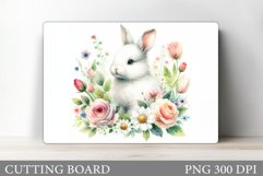 Cute Bunny Cutting Board. Bunny Flowers Cutting Board Design Product Image 1