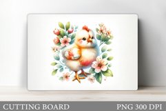 Cute Chicken Cutting Board. Chicken Flowers Cutting Board Product Image 1
