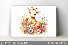 Cute Giraffe Cutting Board. Giraffe Flowers Cutting Board Product Image 1