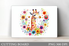 Cute Giraffe Cutting Board. Giraffe Flowers Cutting Board Product Image 1