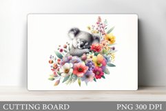 Cute Koala Cutting Board. Koala Flowers Cutting Board Design Product Image 1