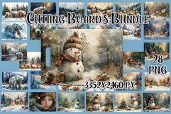 Vintage winter Snow town Cutting Board PNG Design BUNDLE Product Image 2