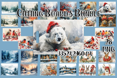Vintage winter Snow town Cutting Board PNG Design BUNDLE Product Image 3