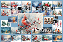 Vintage winter Snow town Cutting Board PNG Design BUNDLE Product Image 5
