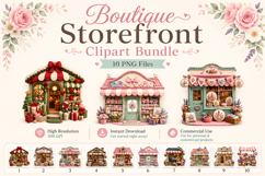 Boutique Storefront Clipart Bundle, Cute Shop PNG Product Image 1