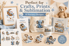 Blue Baby Nursery Clipart Bundle, Cute Baby Shower PNG Product Image 1