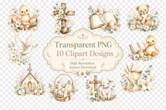Christian Baby Clipart Bundle, Neutral Baptism PNG Product Image 2