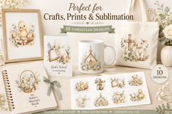 Christian Baby Clipart Bundle, Neutral Baptism PNG Product Image 3