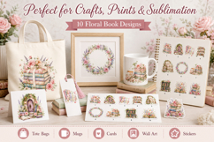 Floral Book Clipart Bundle, Cottagecore Book PNG Product Image 3