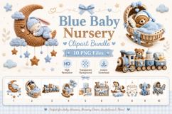 Blue Baby Nursery Clipart Bundle, Cute Baby Shower PNG Product Image 3