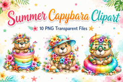 Summer Capybara Clipart, Cute Tropical Capybara PNG Product Image 1