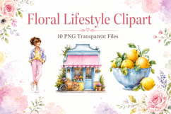Floral Lifestyle Clipart, Watercolor Flower Shop PNG Product Image 1