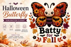 Halloween Butterfly PNG, Batty for Fall Sublimation Clipart Product Image 1