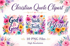 Christian Quote Clipart PNG, Faith Bible Verse Graphics Product Image 1