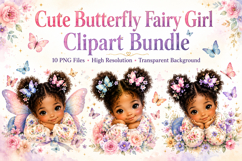 Cute Butterfly Fairy Girl Clipart Bundle, Watercolor Fairy Product Image 1