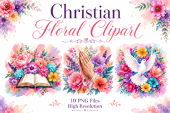 Christian Floral Clipart PNG, Watercolor Faith Graphics Product Image 1