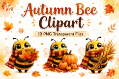 Autumn Bee Clipart, Cute Fall Bee PNG Product Image 1