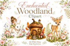 Enchanted Woodland Clipart PNG, Watercolor Fairy Forest Product Image 1