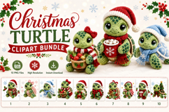Christmas Turtle Clipart Bundle, Cute Holiday Turtle PNG Product Image 1