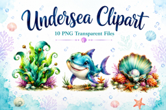Undersea Clipart, Watercolor Ocean Animal PNG Product Image 1