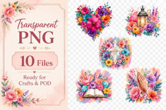 Christian Floral Clipart PNG, Watercolor Faith Graphics Product Image 2