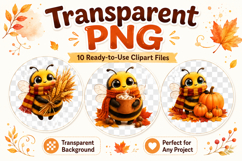 Autumn Bee Clipart, Cute Fall Bee PNG Product Image 2