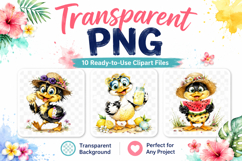 Cute Summer Duck Clipart, Watercolor Duck PNG Product Image 2