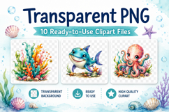 Undersea Clipart, Watercolor Ocean Animal PNG Product Image 2