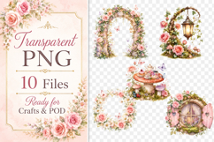 Enchanted Floral Garden Clipart PNG, Watercolor Fairy Garden Product Image 3